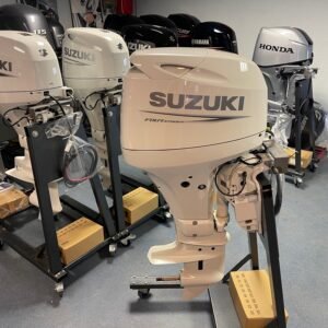 Suzuki DF40 ATL 40 HP Long Shaft Outboard Motor White Electric Start