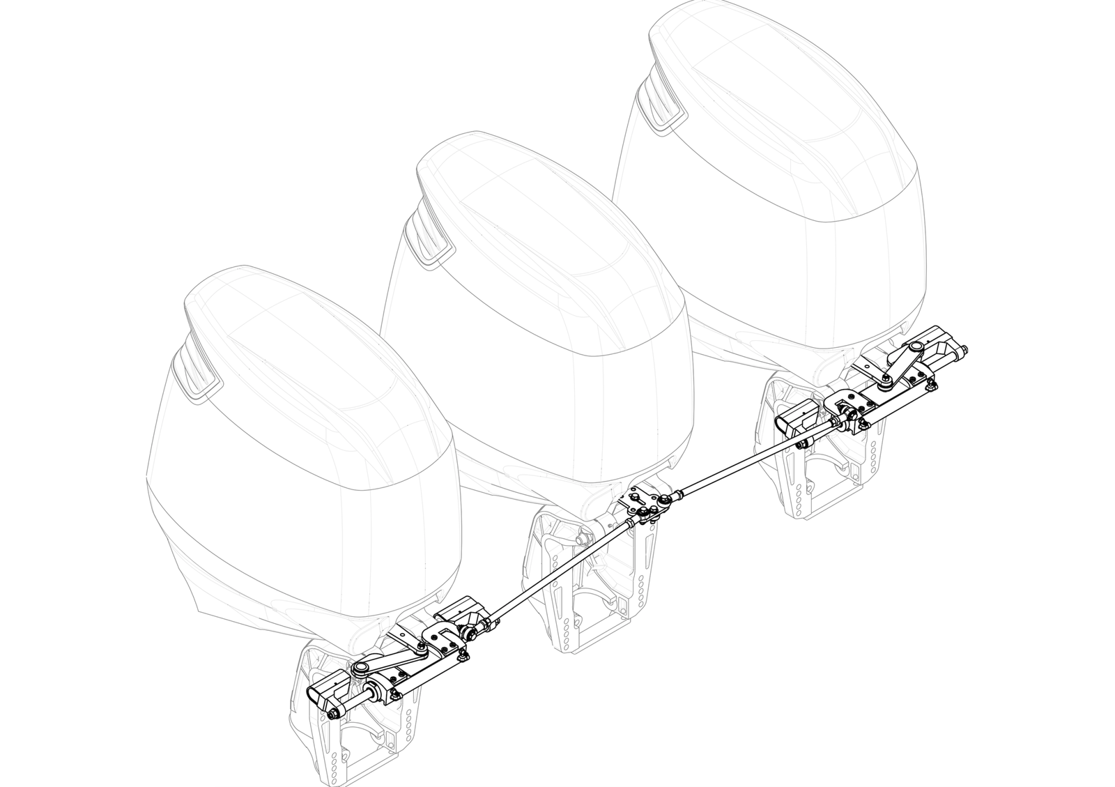 Mavimare Centre Plate for Triple Outboard Motors 350 HP RVS 316