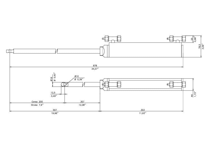 Mavimare MC 150 Hydraulic Steering Cylinder for Power Assisted Outboard Motors